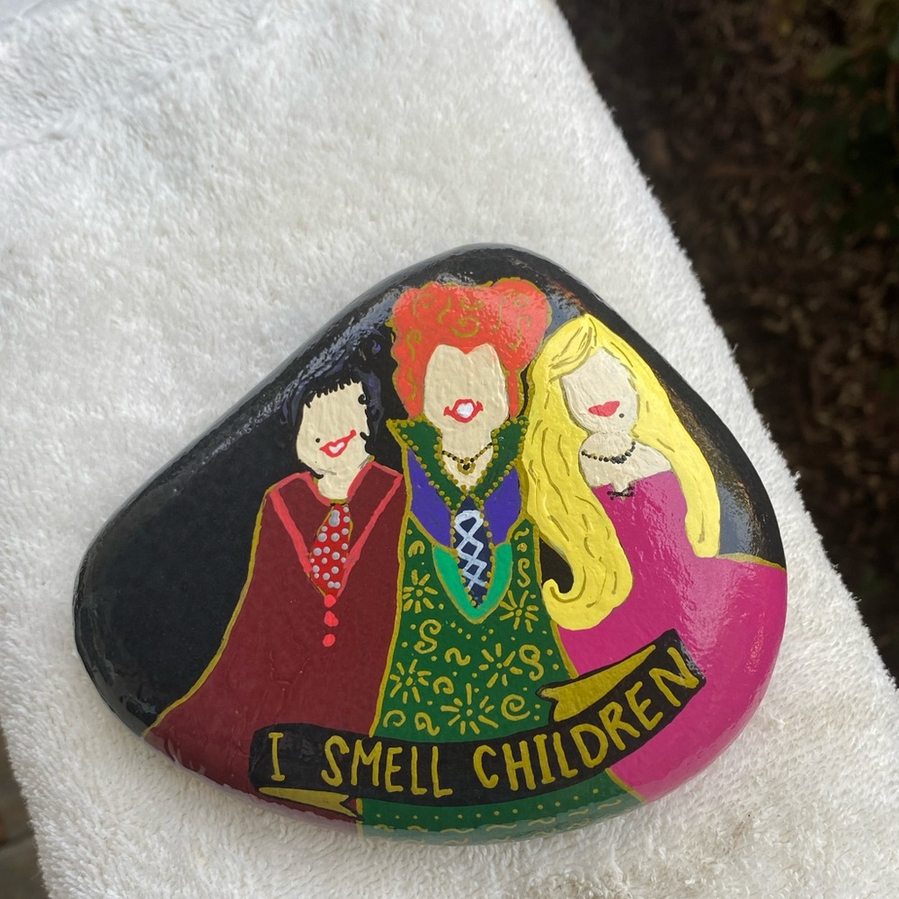 Hand painted Hocus Pocus rock
